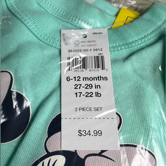 Gap Pajama Disney Minnie Mouse 100 Organic Cotton PJ Set 6 12 month girls mickey - Picture 3 of 4